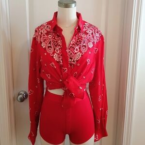 Western Long Sleeve Tie Up Shirt